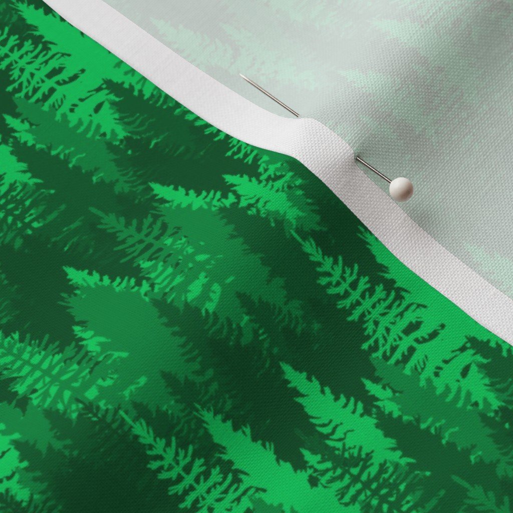 Small Endless Evergreen Forest with Fir Trees in Shades of Bright Fabric bright green forest fabric