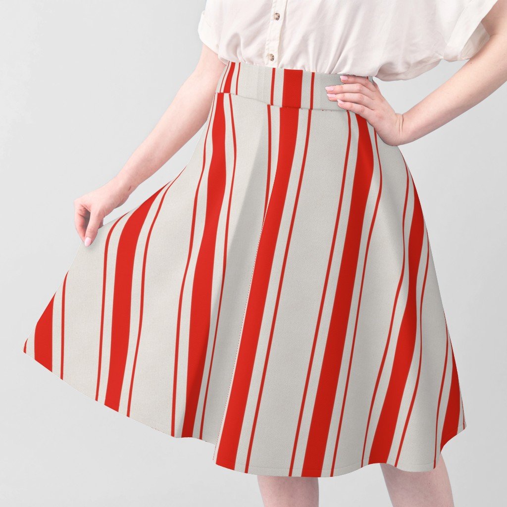 Garnet Red Antique Vintage Mattress Ticking Stripe on Cream Fabric garnet red fabric