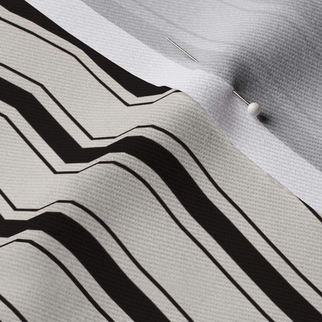Mini Coal Black Antique Vintage Mattress Ticking Stripe on Cream Fabric black and cream fabric
