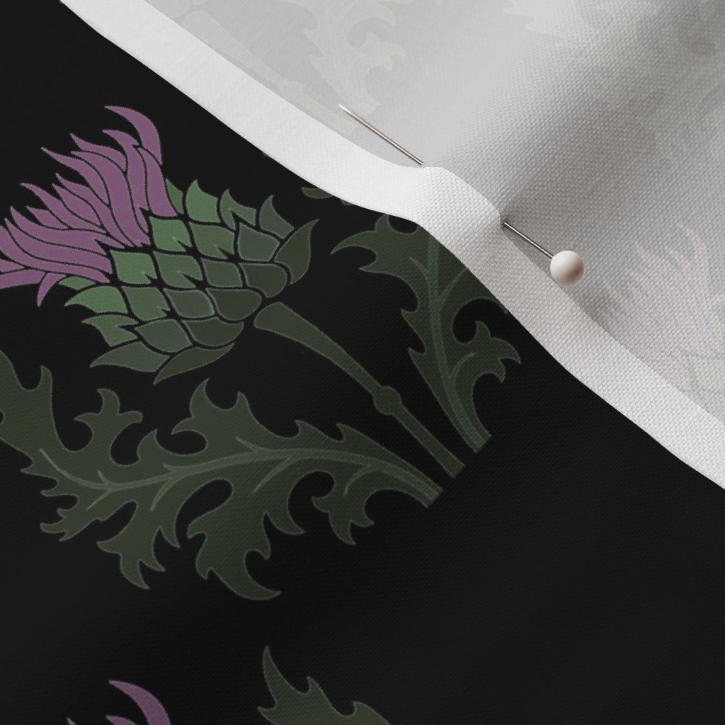 Small Scottish Thistle Flower of Scotland on Black Fabric scotland thistle fabric