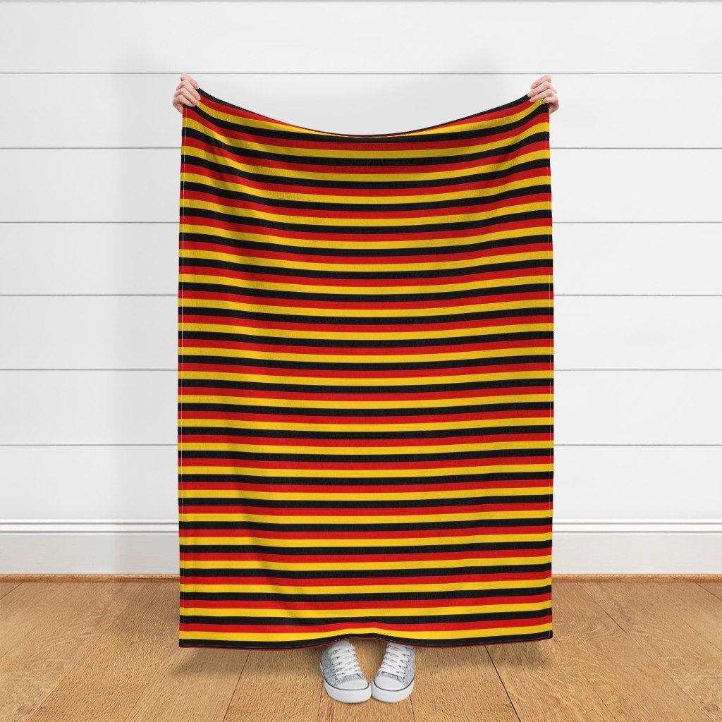German Flag Colors Red Gold and Black 1 Inch Horizontal Stripes Fabric patriotic stripes fabric