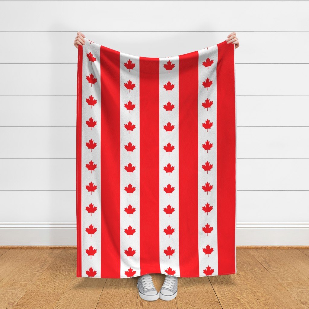 Canadian Flag Colors Red White and Maple Leaves Jumbo 6 Inch Vertical Fabric maple leaf fabric