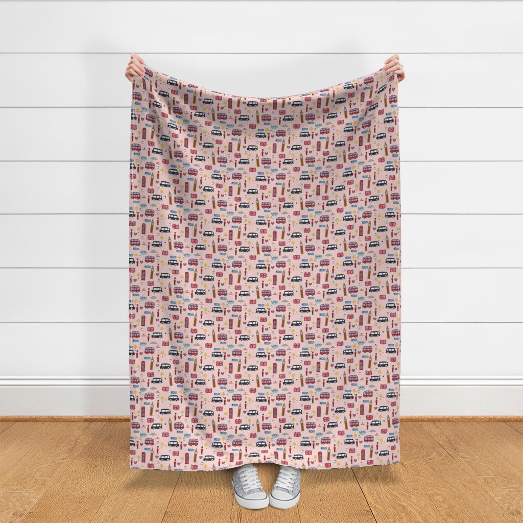 London England Handdrawn Motifs Big Ben Union Jack Palace Guard Fabric big smoke fabric