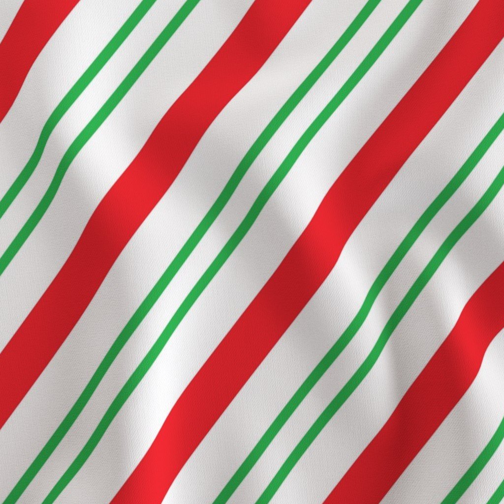 Large Classic Red Green Diagonal Christmas Candy Stripes Fabric christmas red fabric