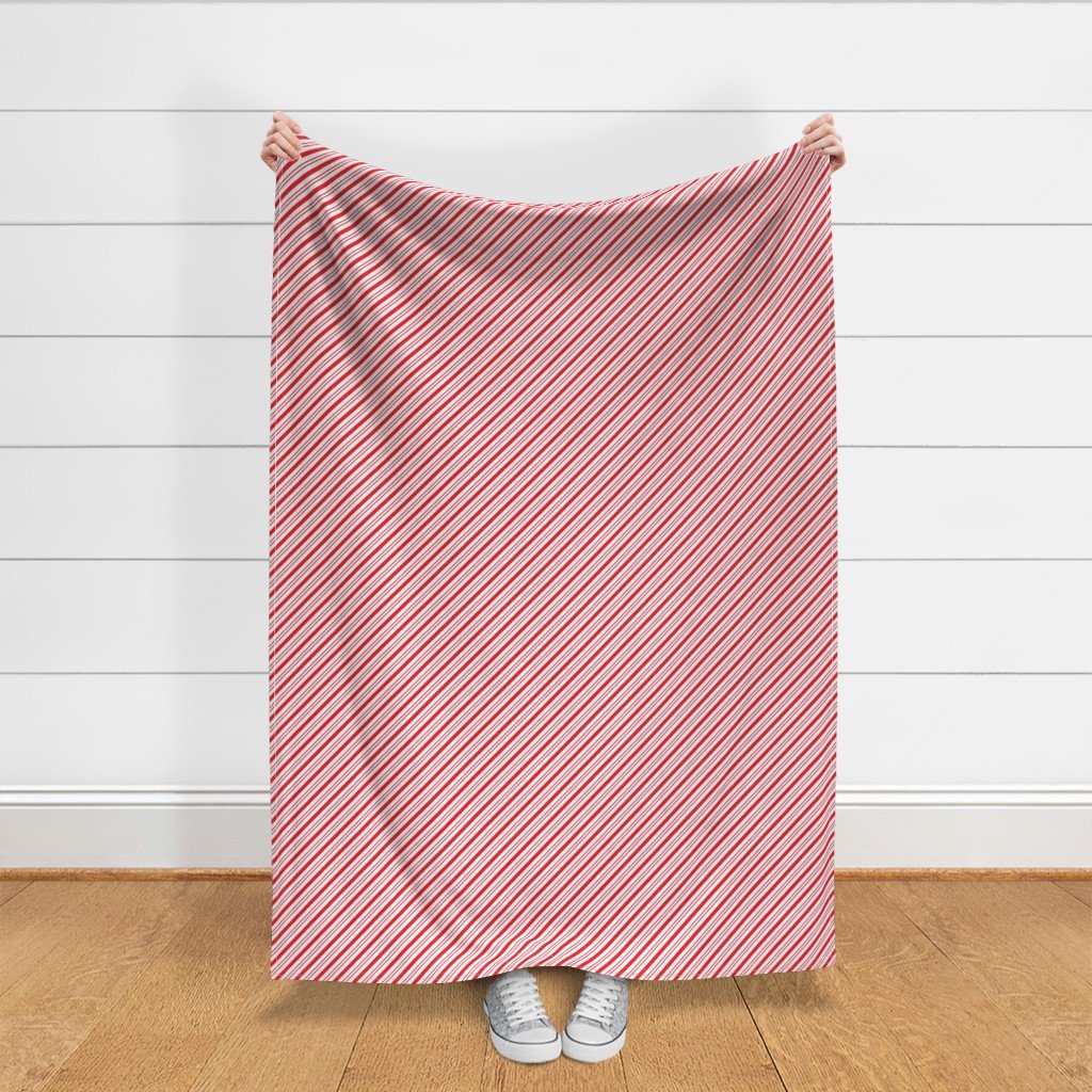 Small Classic Red Diagonal Christmas Candy Stripes Fabric christmas white fabric