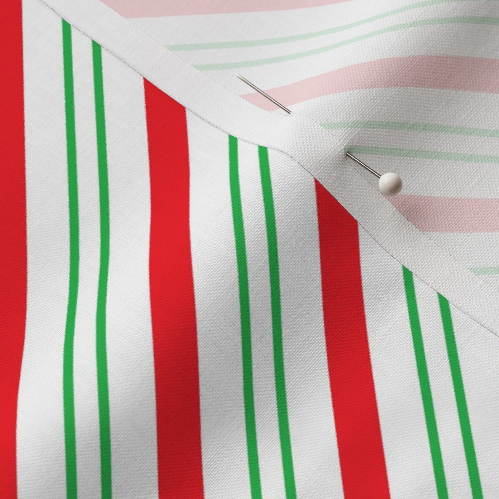 Small Classic Red Green Diagonal Christmas Candy Stripes Fabric christmas green fabric