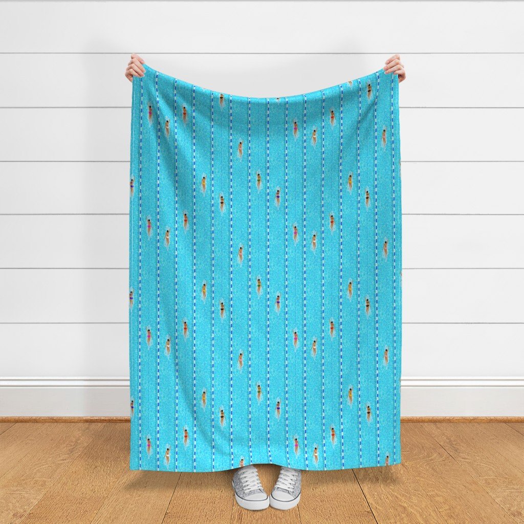 Swimming Pool Vertical Lane Laps Adult Swim Fabric sporty decor fabric