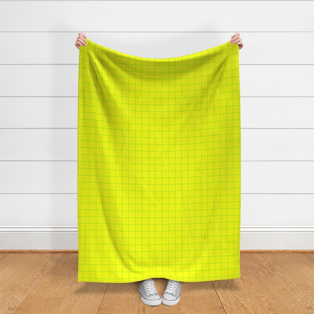 Green on Yellow on Lemon and Lime Grid 2 inch Fabric bright fabric