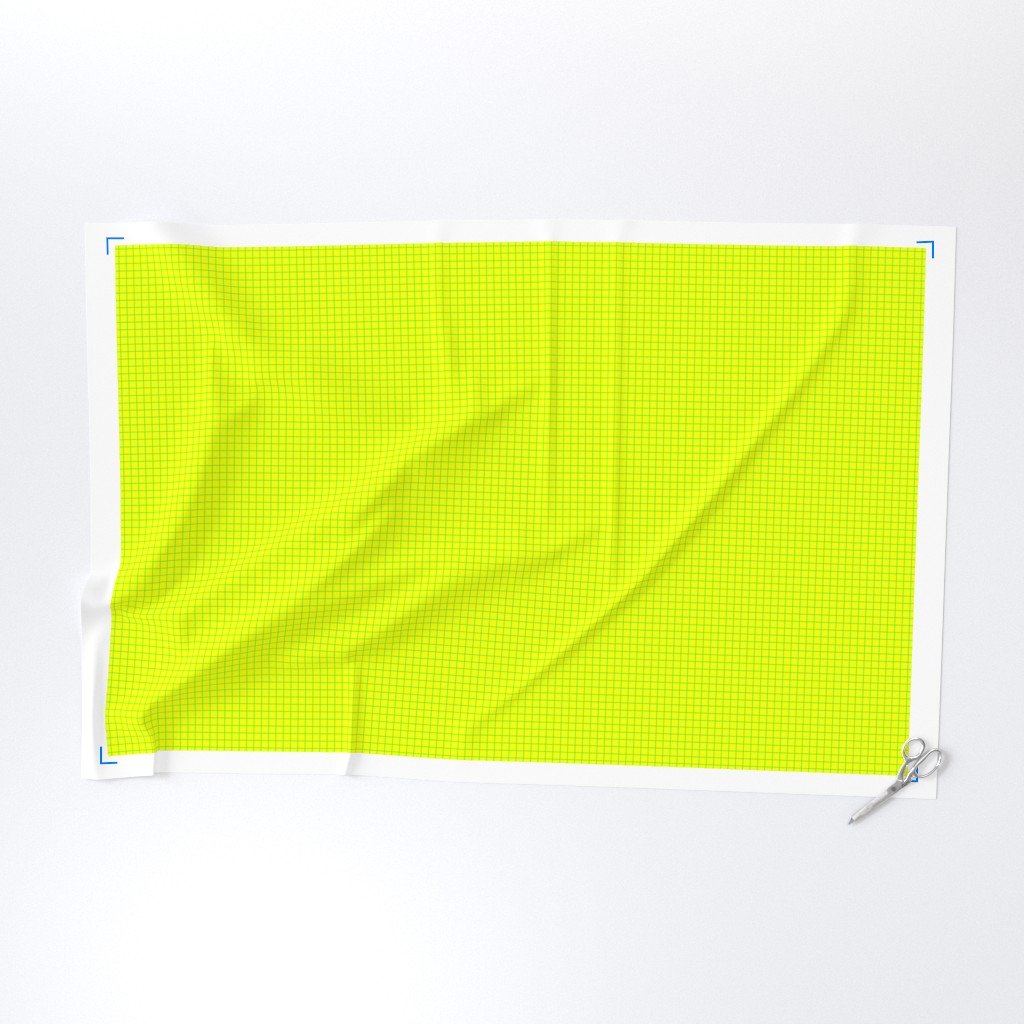 Green on Yellow on Lemon and Lime Grid 1/2 inch Fabric neon green fabric