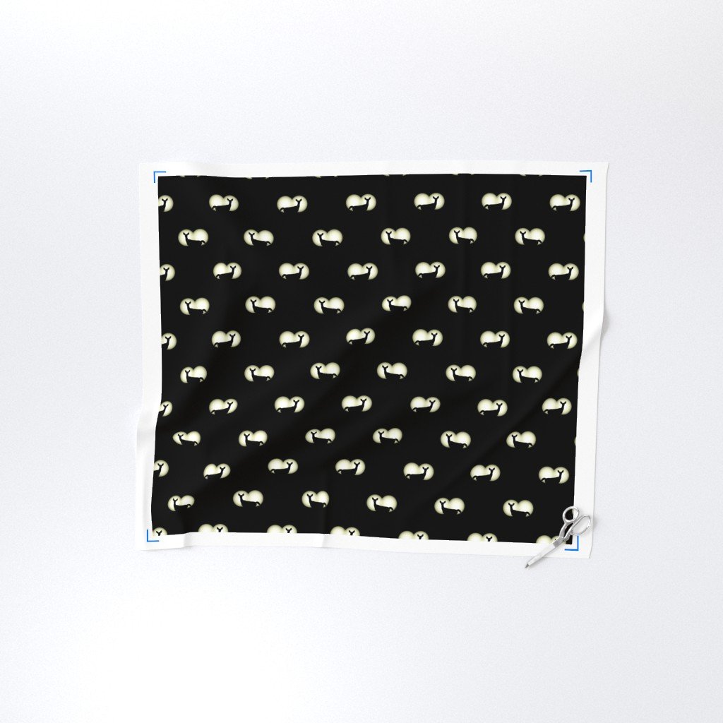 Deer Caught in Headlights Bright White- Bright Eyes in the Dark Fabric man cave fabric