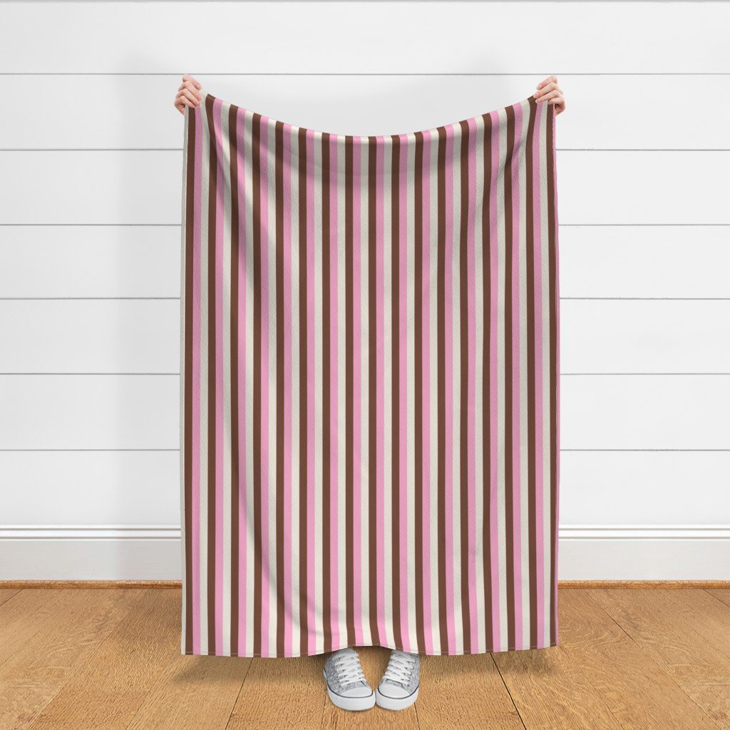 Vertical Vanilla Chocolate Strawberry Ice Cream Stripes 1 inch Fabric pink stripe fabric