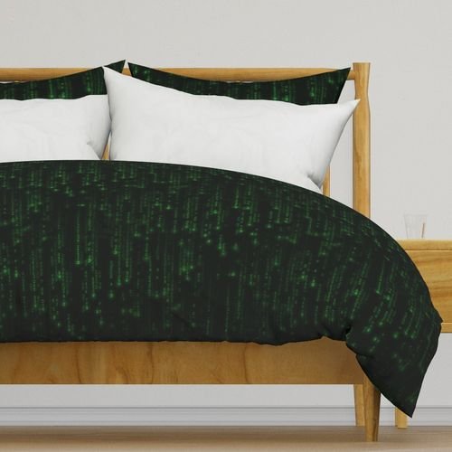 Neon Green Digital Rain Computer Code Decor Collection Decor Collection bright duvet cover design