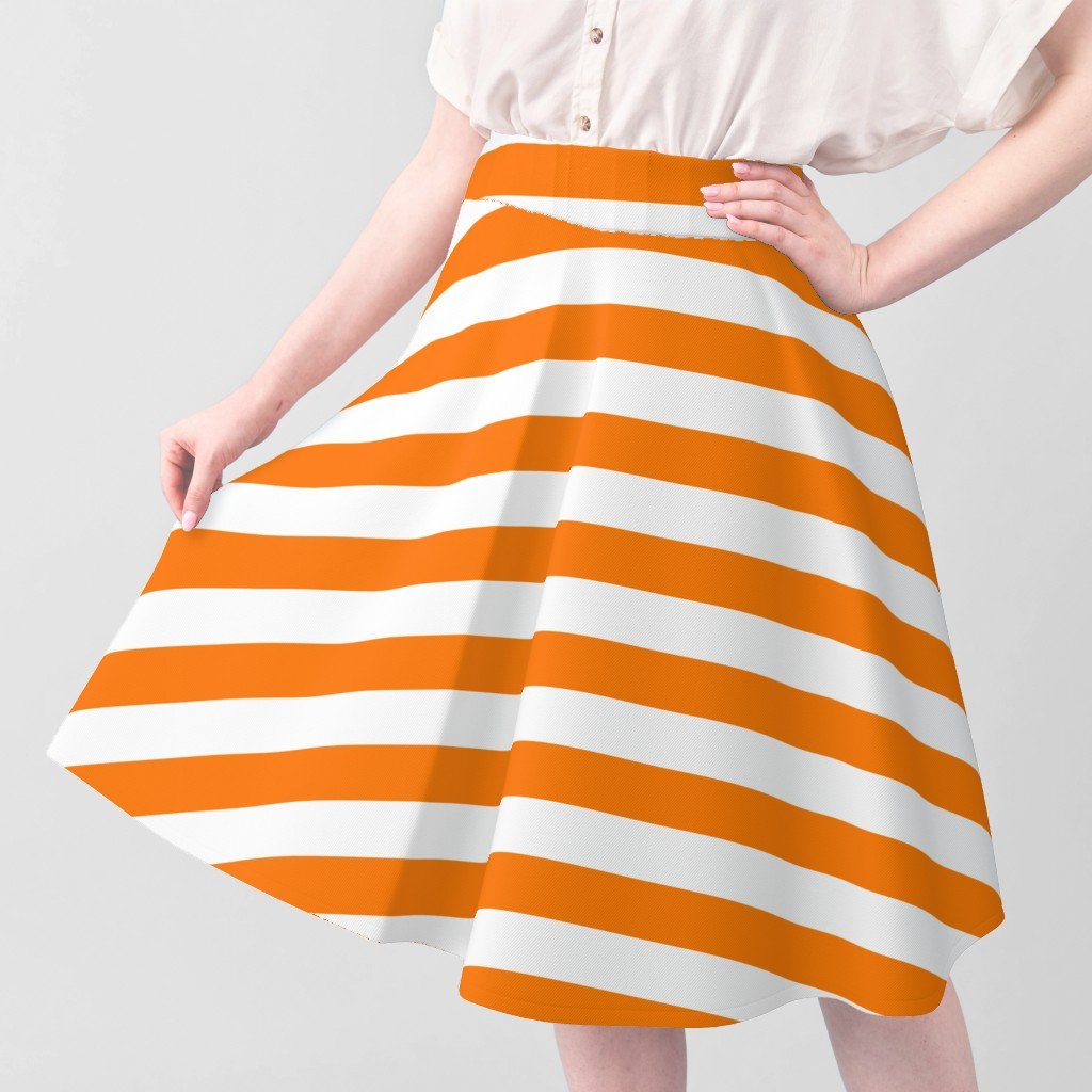 Florida Orange and White Horizontal Stripes Fabric orange stripe fabric