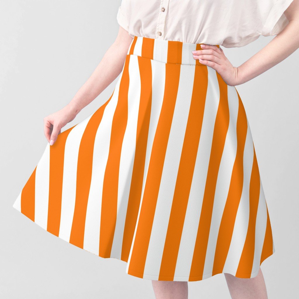Florida Orange and White Vertical Stripes Fabric orange and white fabric