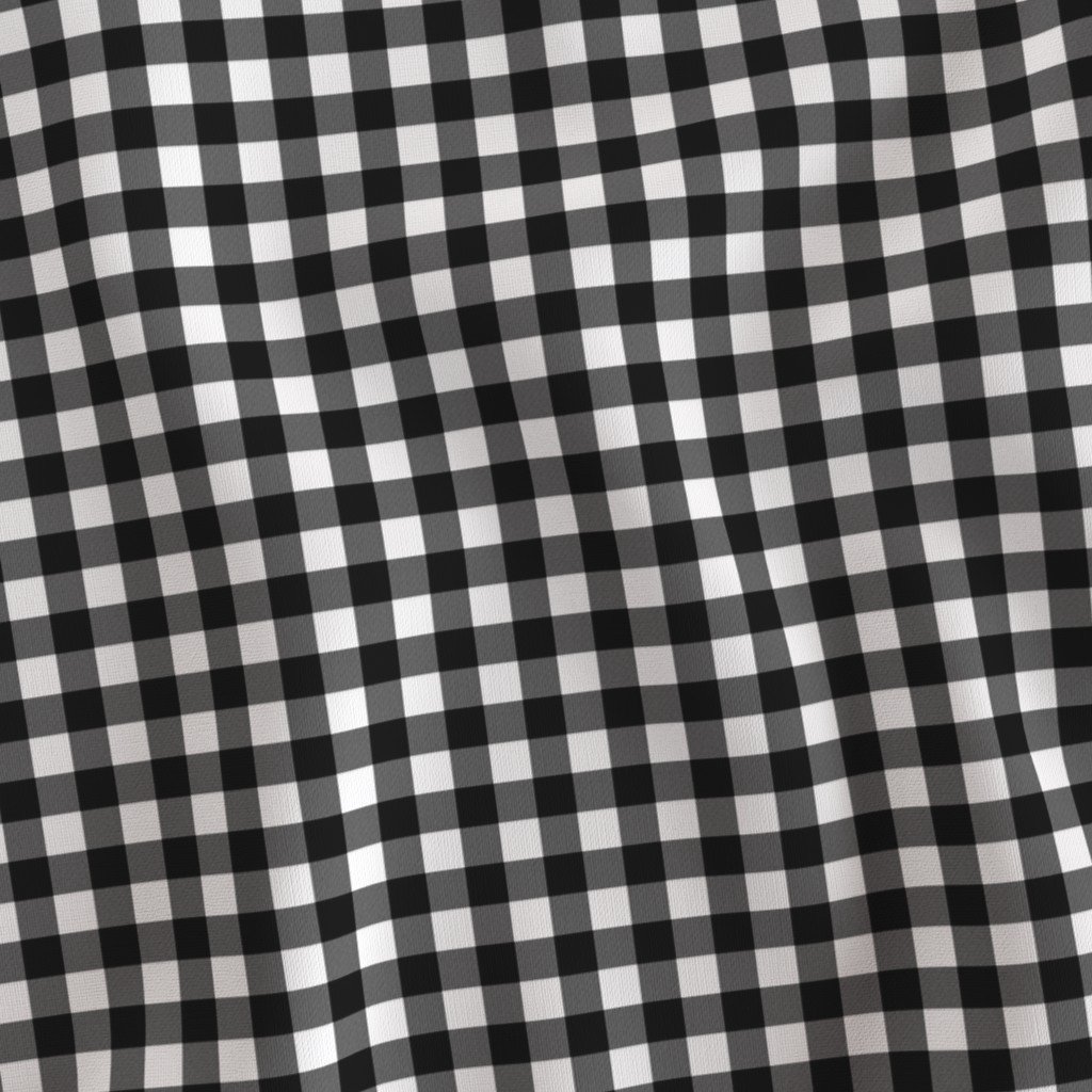 Black Color Classic Small Half Inch Gingham Check Tartan Plaid Fabric black color fabric
