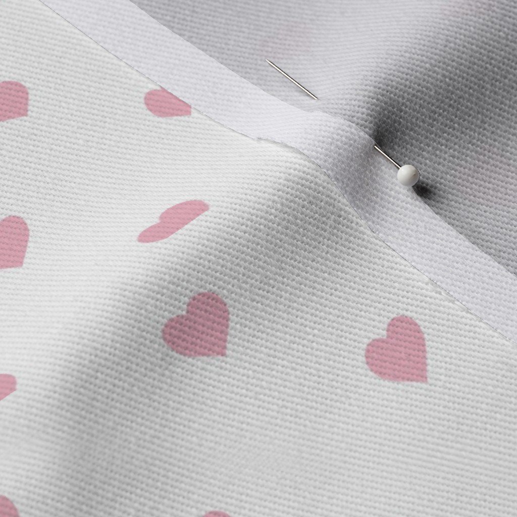 Mini Cotton Candy Pink Valentines Polkadot Love Hearts on White Fabric cotton candy and whi fabric