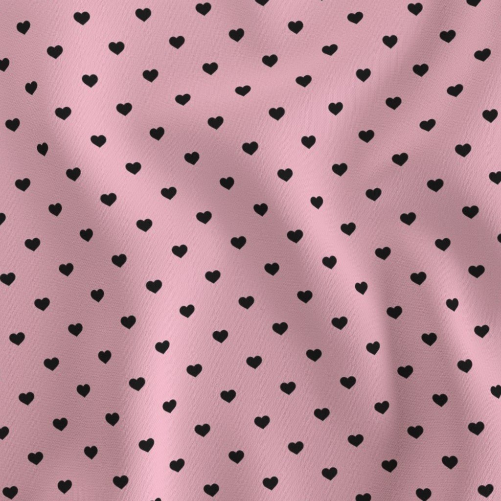 Mini Black Valentines Polkadot Love Hearts on Cotton Candy Fabric cotton candy and bla fabric