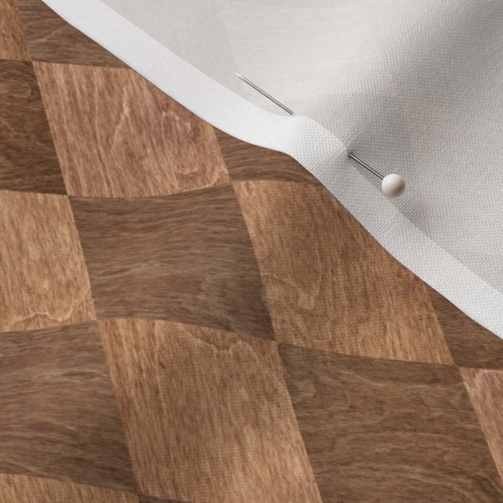 Small Light and Dark Wood Harlequin Diamond Check Marquetry Fabric checkered fabric