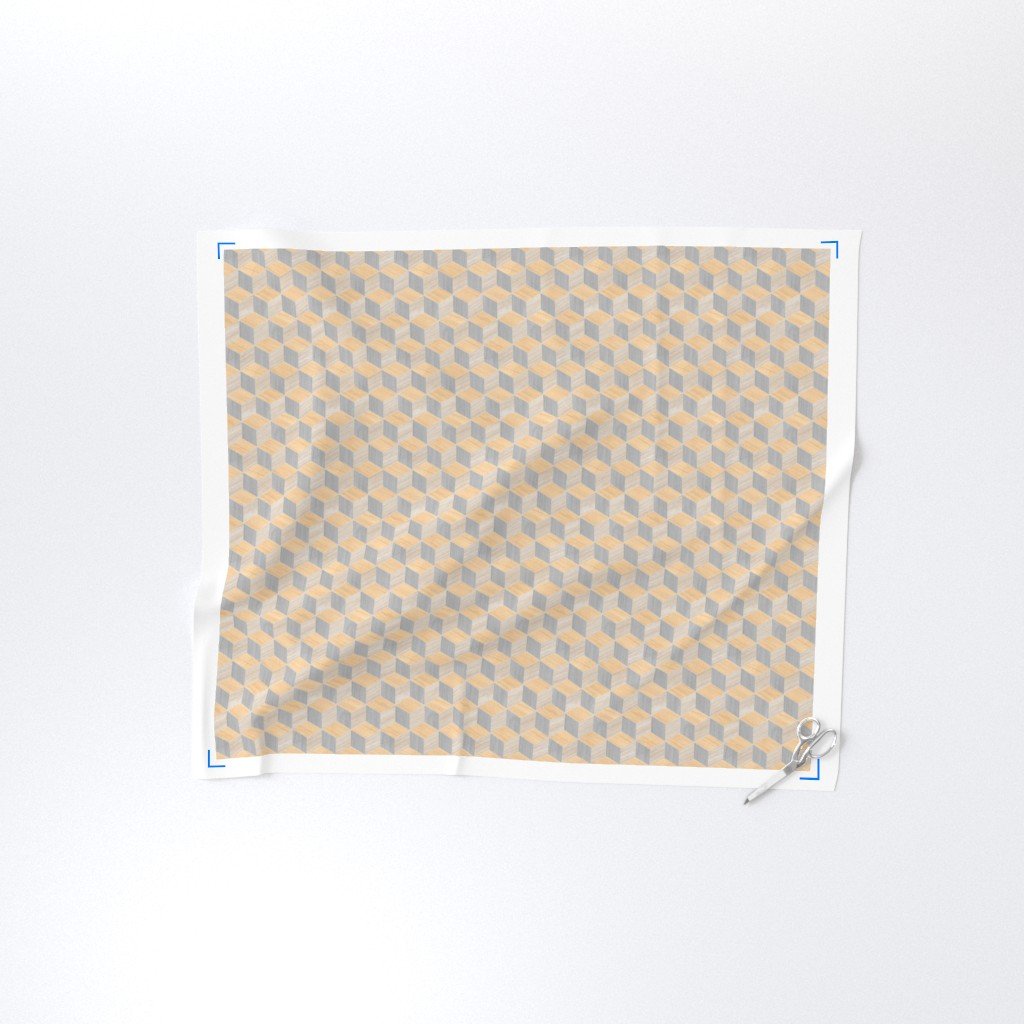 Geometric Wood Grain Cubes in Oak Ash and White Pine Panels Fabric wooden cubes fabric