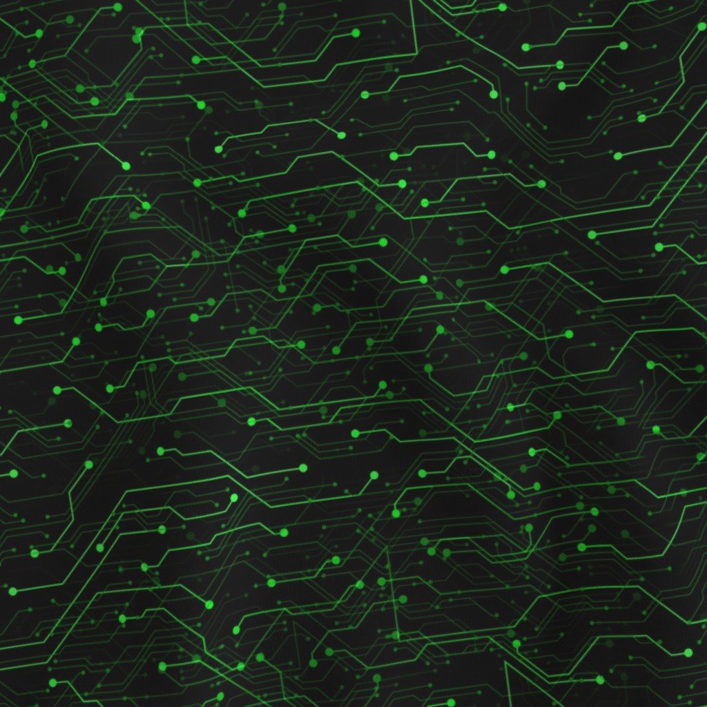 Small Bright Green Neon Computer Motherboard Circuitry Fabric circuit fabric