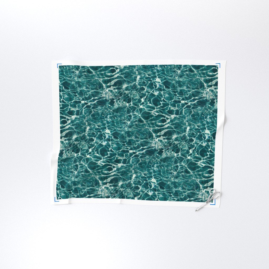 Deep Teal Ocean Water Ripple Reflections with Shimmering Coastal Waves Fabric water ripples fabric