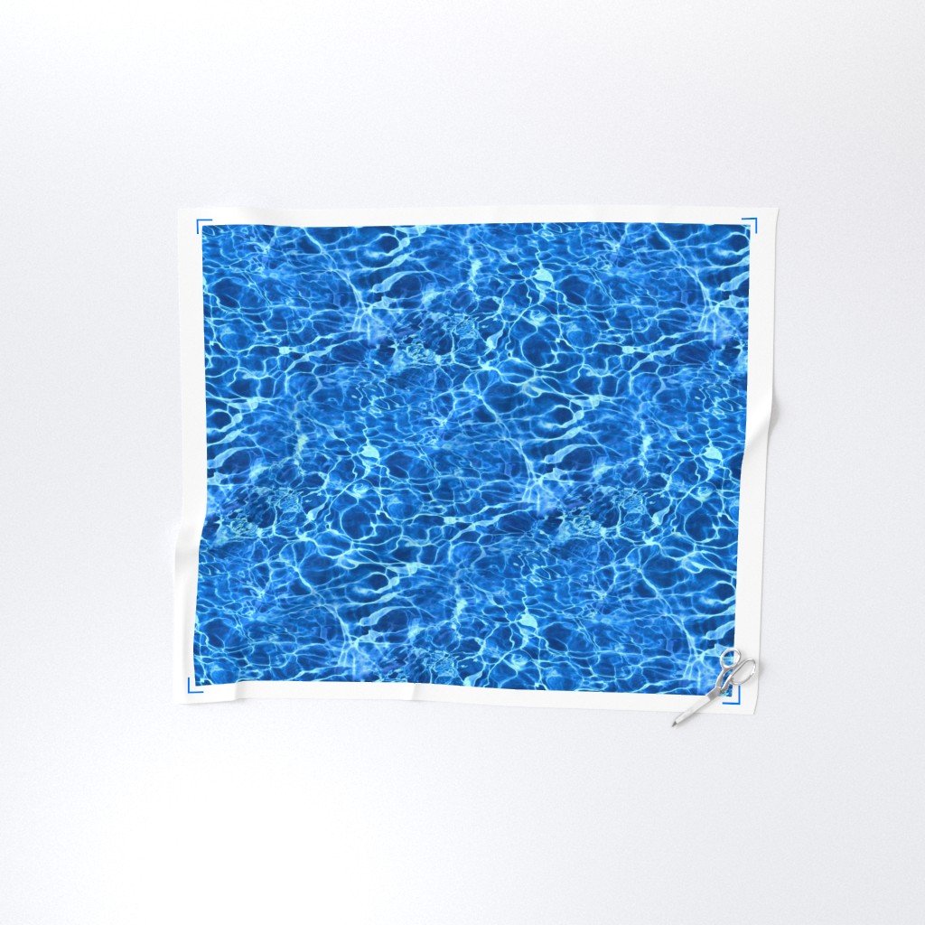 Blue Pool Water Ripple Reflections with Shimmering Summer Waves Fabric water ripples fabric