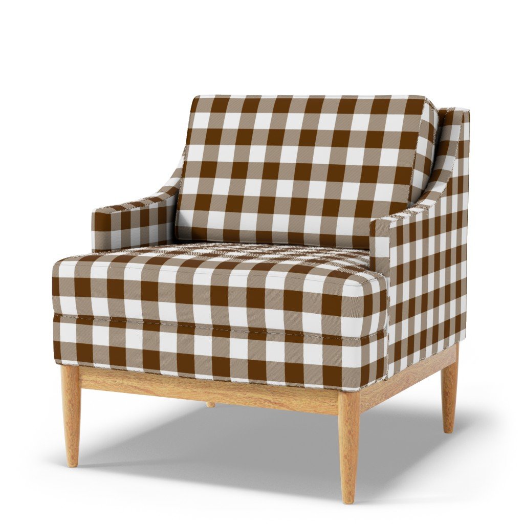 Brown and White Buffalo Check Gingham Plaid Fabric gingham buffalo styl fabric