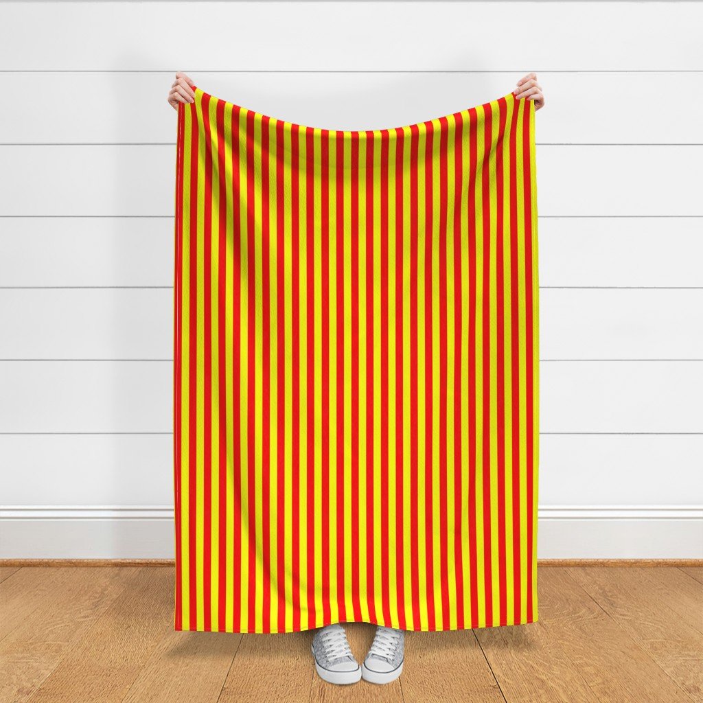 One Inch Vertical Red and Yellow School Colors Stripes Fabric school stripes fabric