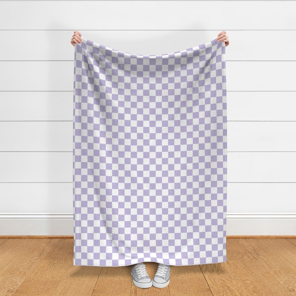 Two Inch Checks in Springtime Lavender and White Fabric lavender checkerboard fabric