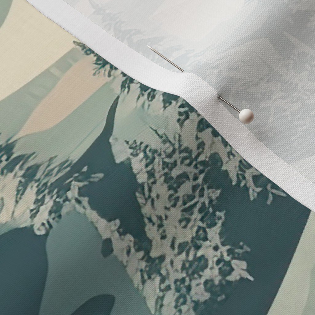 Vintage Ski Slope Blue Interior Collection Decor Collection skiing slope fabric