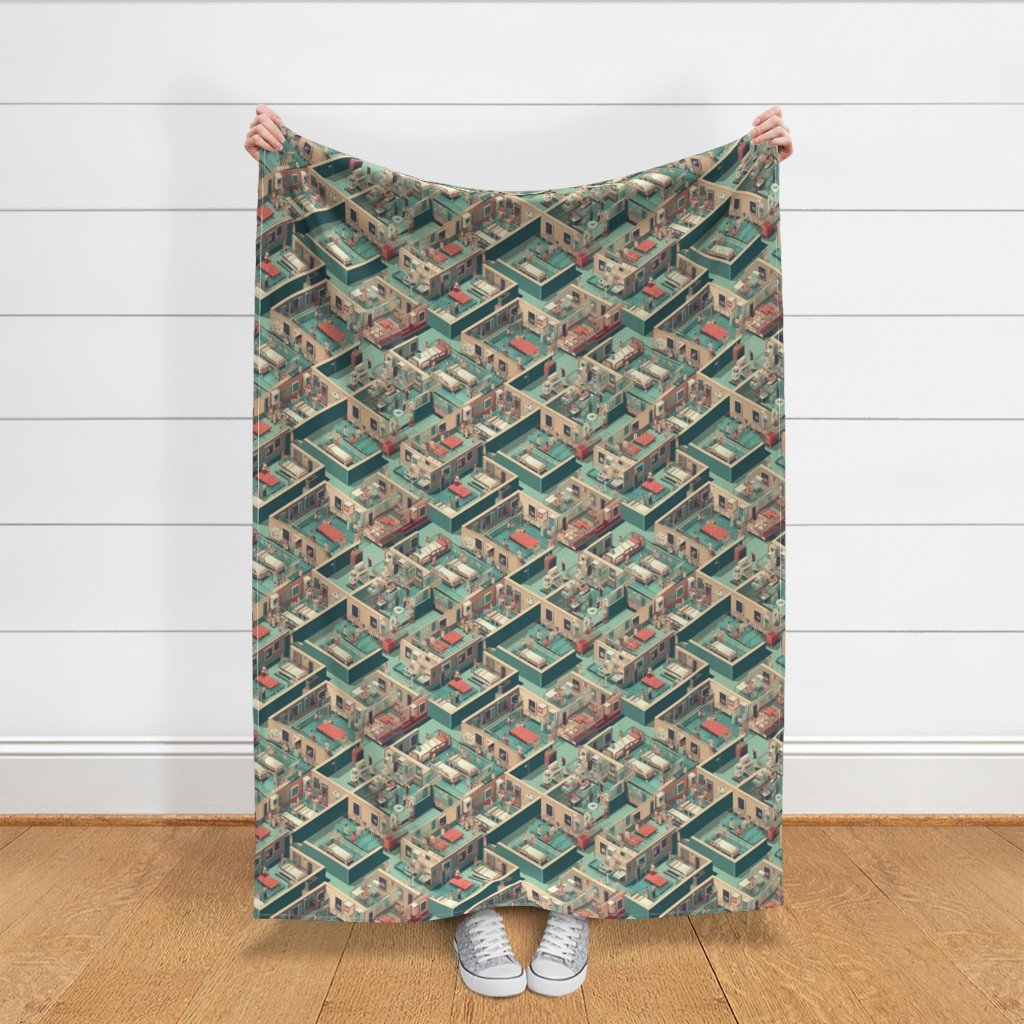 Green Hospital Wards Fabric hospital print fabric