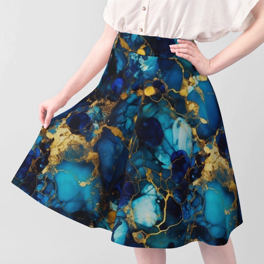 Gold and Blue Sapphire Alcohol Ink 1 Fabric gold metallic ink fabric