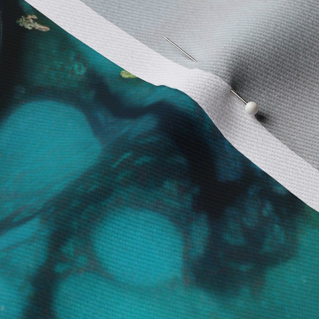 Turquoise and Gold Alcohol Ink 1 Fabric inky swirls fabric