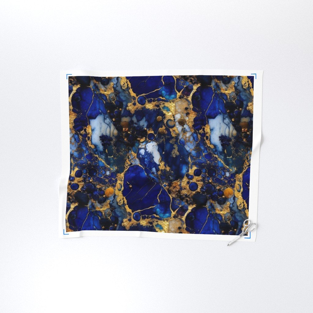 Lapis Lazuli and Gold Alcohol Ink 4 Fabric inky swirls fabric