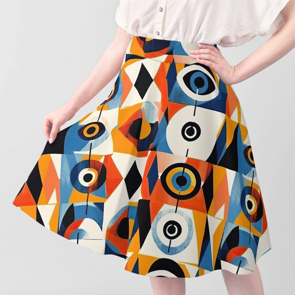 Evil Eye in Geometric Pattern of Bright Colors Fabric geometric art fabric
