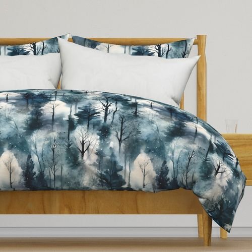 Endless Winter Dreamscape Trees in Misty Forest Decor Collection Design Collection seamless trees duvet cover design