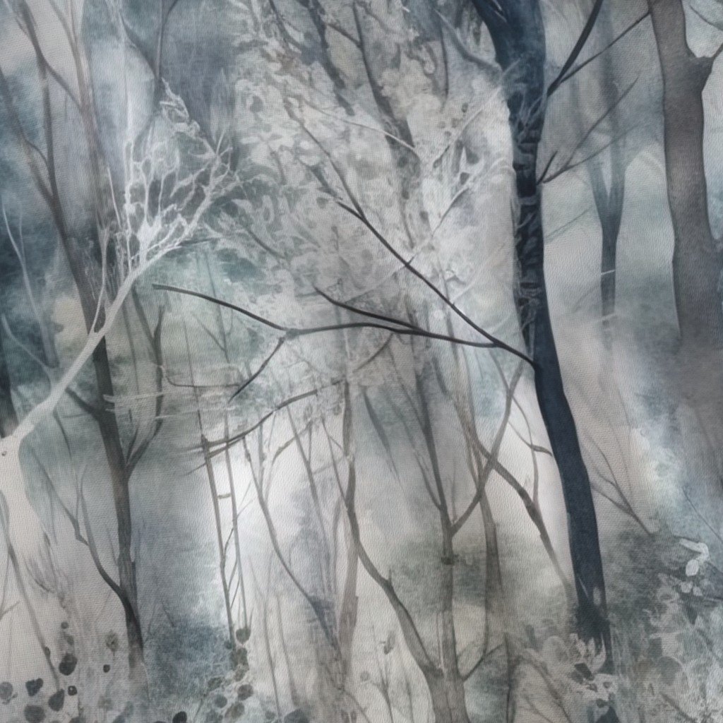Endless Winter Forest Dreamscape Trees in Misty Forest Fabric seamless trees fabric