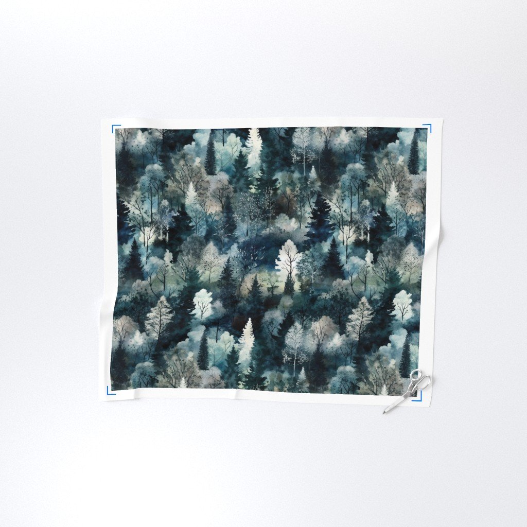Endless Winter Tree Dreamscape Trees in Misty Forest Fabric tree repeat fabric