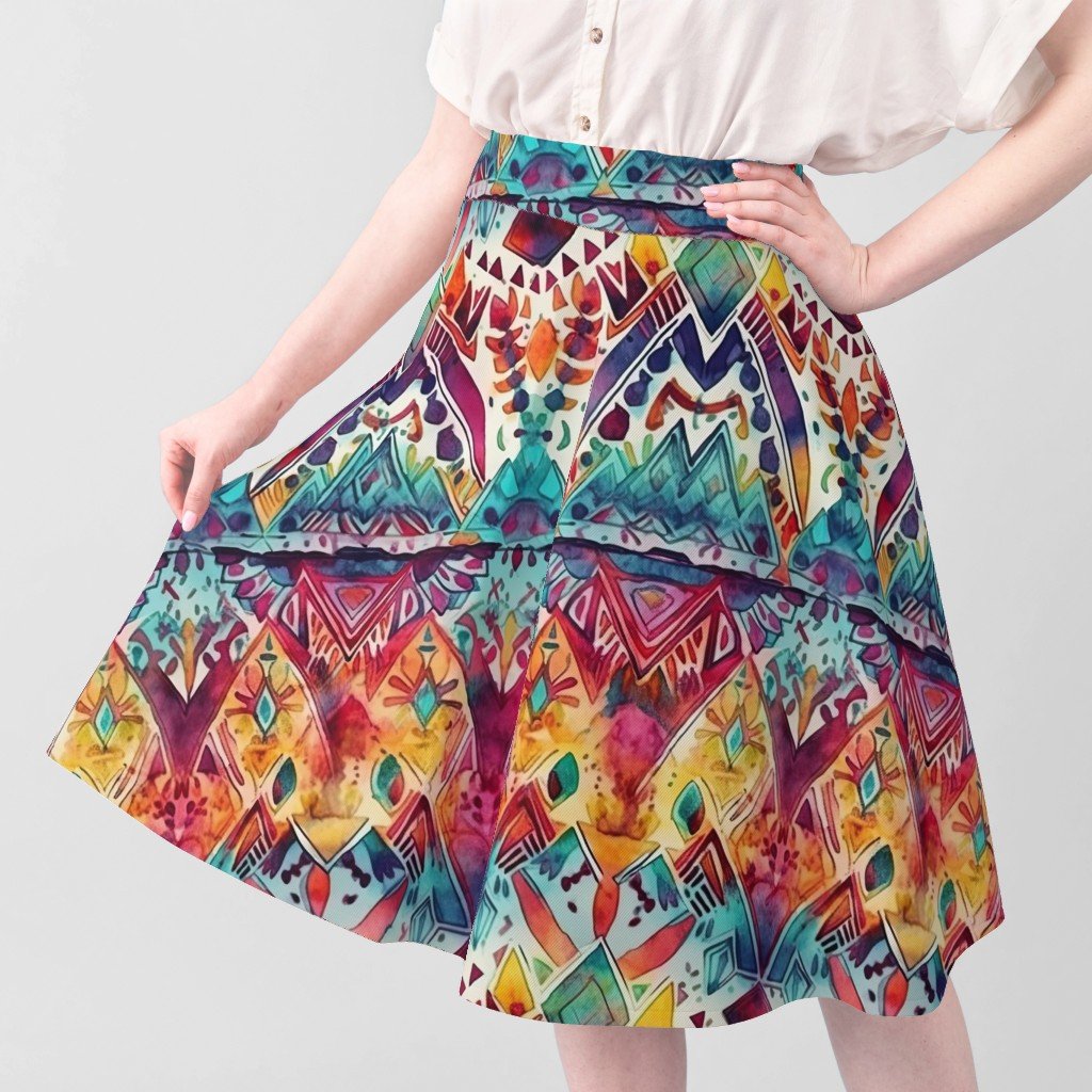 Bright Watercolor Aztec Geometric Pattern Fabric central america fabric