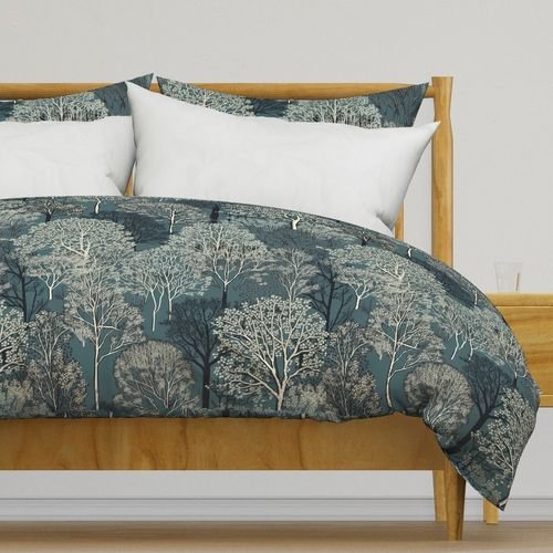 New England Endless Forest Trees Winter Design Collection Home Styling Collection new england trees duvet cover design