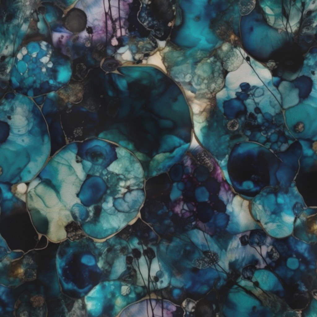 Small Moonstone and Gold Alcohol Ink 2 Fabric blue moonstone fabric