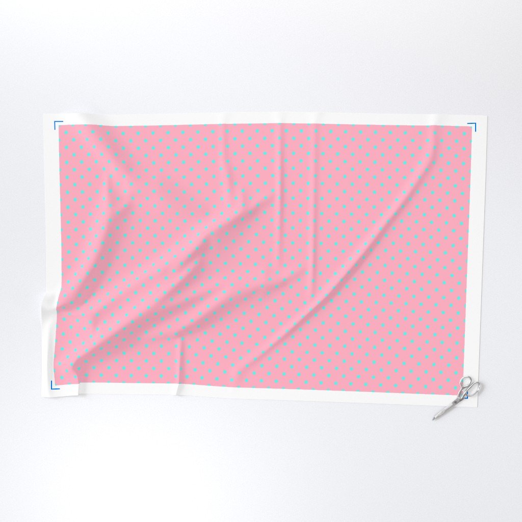 Small Polka Dots in South Beach Aqua Blue on Palm Beach Pink Fabric blue and pink fabric