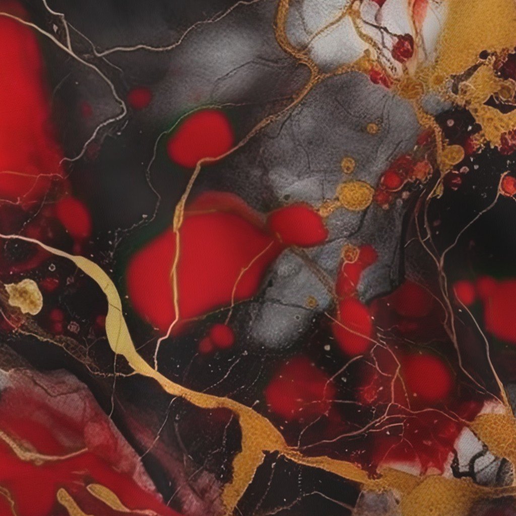 Red Black and Gold Alcohol Ink 2 Fabric black gold fabric