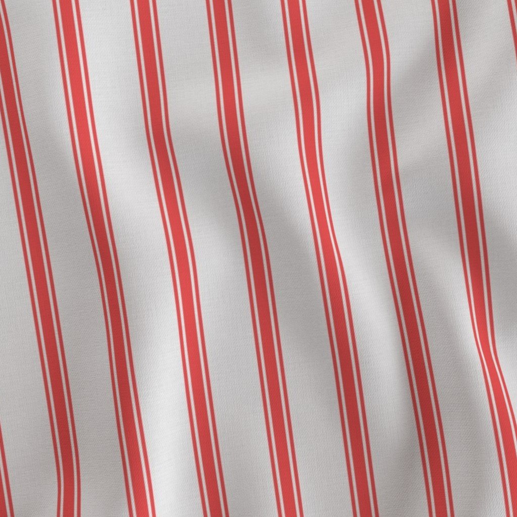 Distressed Vintage Scarlet Red Mattress Ticking with Two Inch Fabric mattress ticking fabric