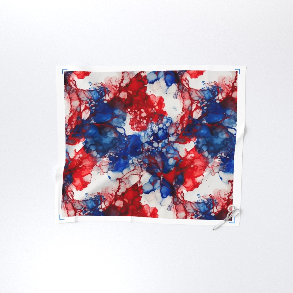 Red White and Blue Alcohol Ink American Patriotic Flag Colors Alcohol Fabric ink swirls fabric