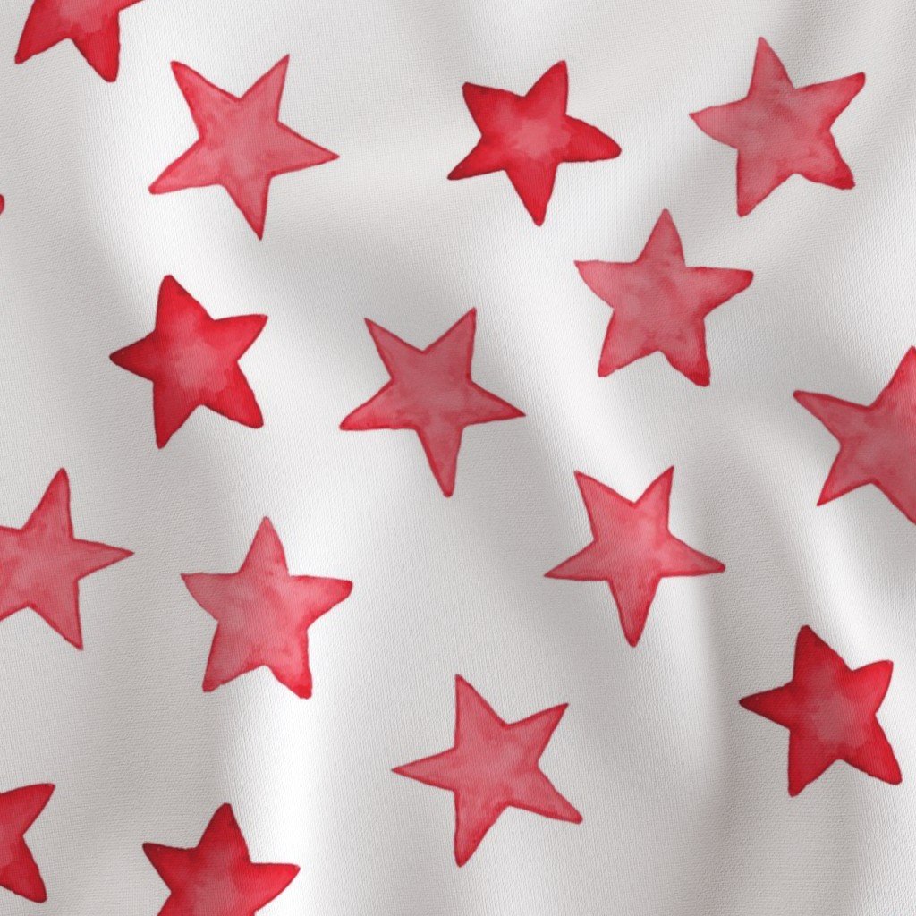 Large Faded Red Christmas Stars on White Fabric faded red fabric