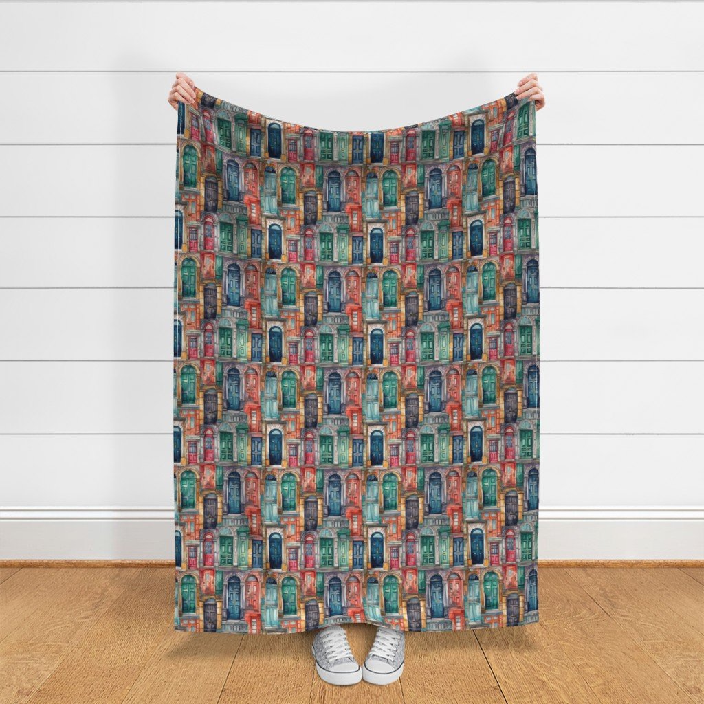 Architectural Doors in Multicolor Watercolors Fabric multi watercolor fabric
