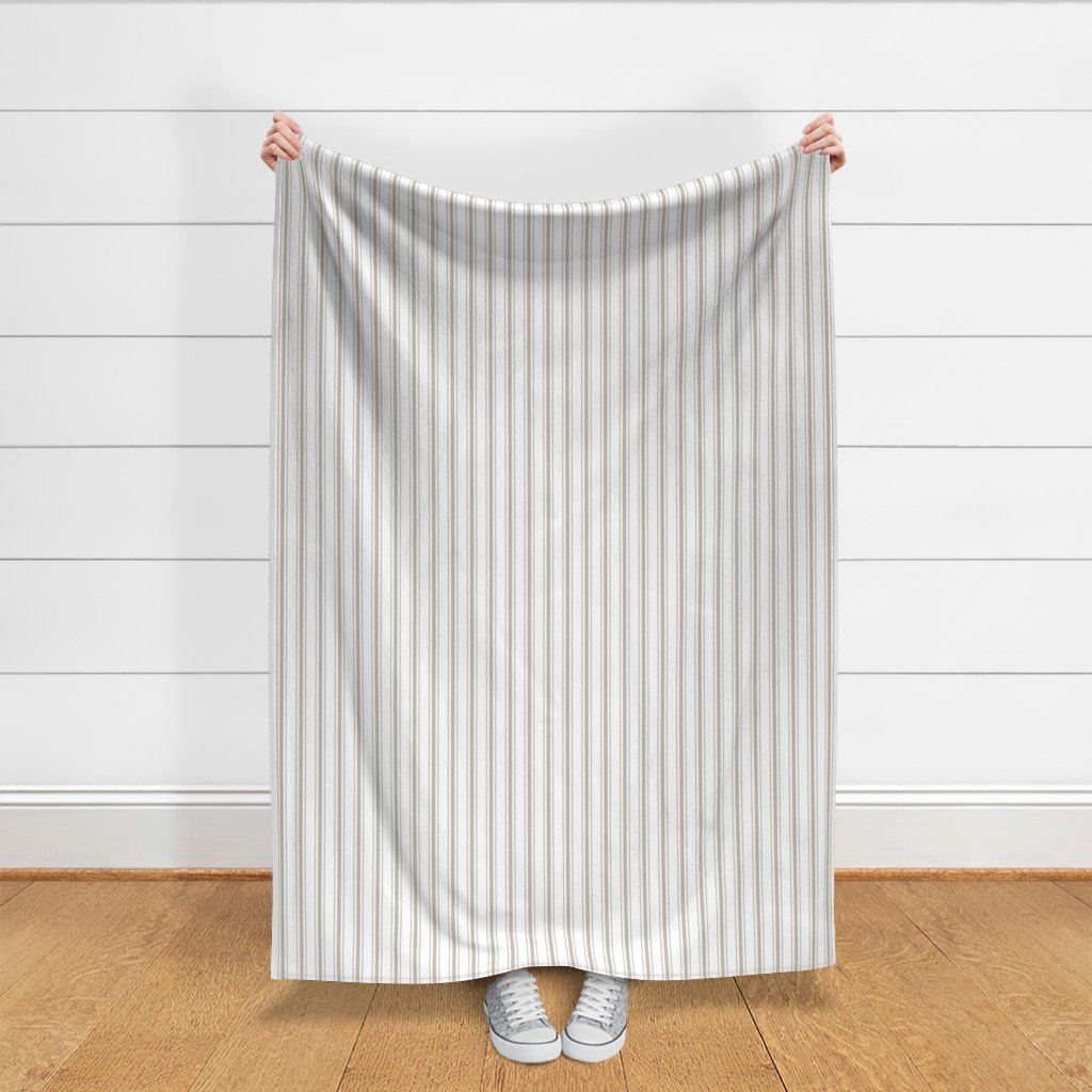 Small Beige on White French Provincial Mattress Ticking Fabric beige ticking fabric