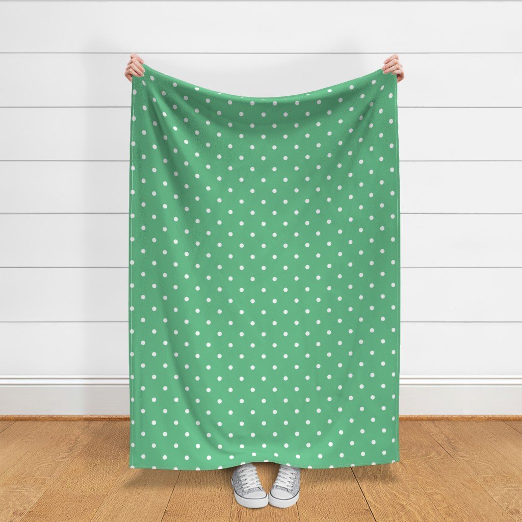 Green Polka Dot Vintage Christmas Gingham Spots Fabric green dots fabric
