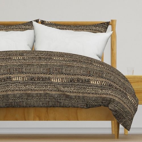 Tribal Mudcloth Boho Ethnic Print in Black and Cream Home Styling Collection Interior Collection boho mudcloth duvet cover design
